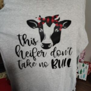 Gildan DryBlend Heather Gray Graphic Long Sleeve Shirt Large